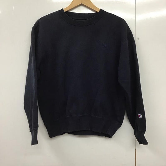 チャンピオン Champion トレーナー 長袖 長袖トレーナー スウェット クルーネック プルオーバー M ロゴ、文字 紺 / ネイビー /  レディース USED 古着 中古 10144270