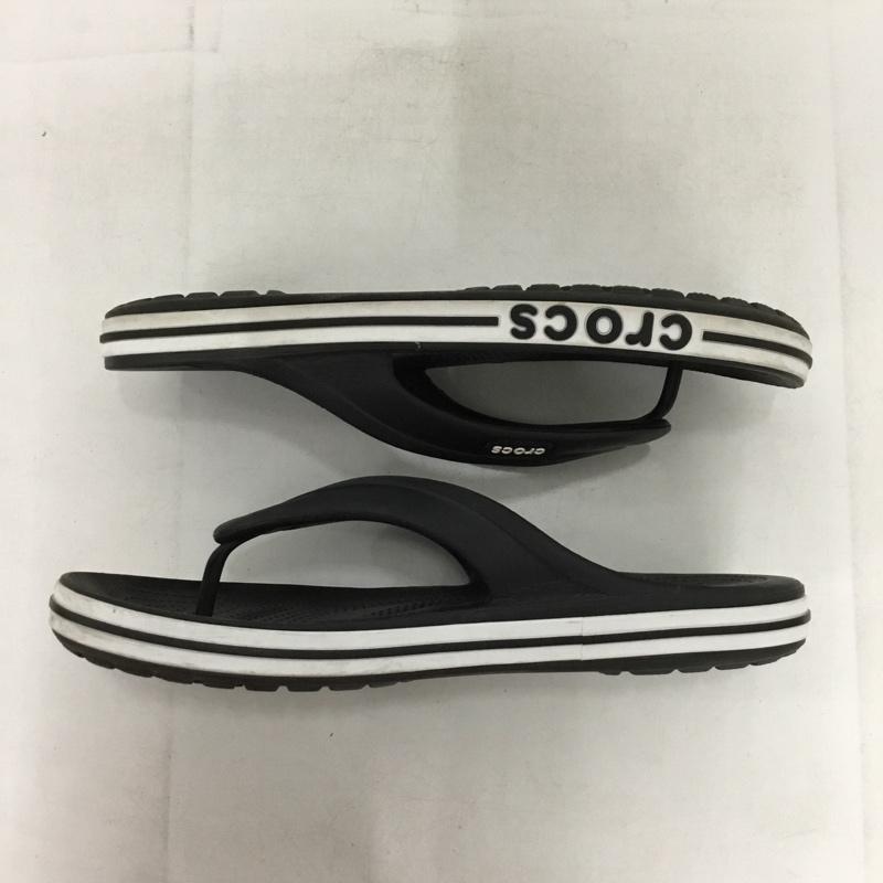 クロックス crocs サンダル サンダル ビーチサンダル トングサンダル M7 W9 ロゴ、文字 黒 / ブラック /  メンズ USED 古着 中古 10150214