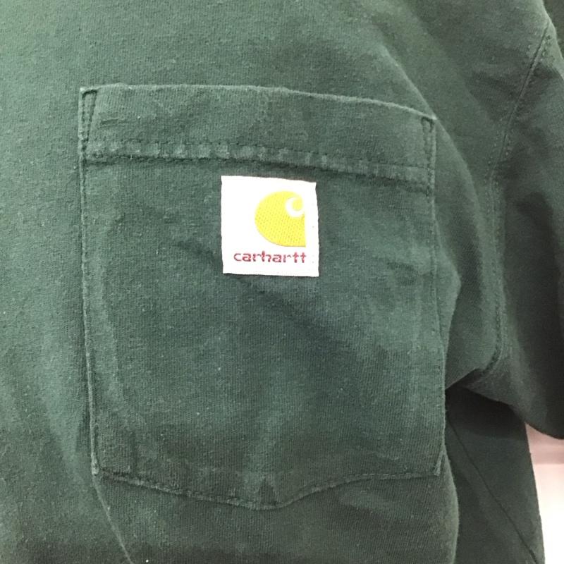 カーハート Carhartt Tシャツ 半袖 半袖カットソー 無地Tシャツ クルーネックカットソー M ロゴ、文字 緑 / グリーン /  メンズ USED 古着 中古 10112505