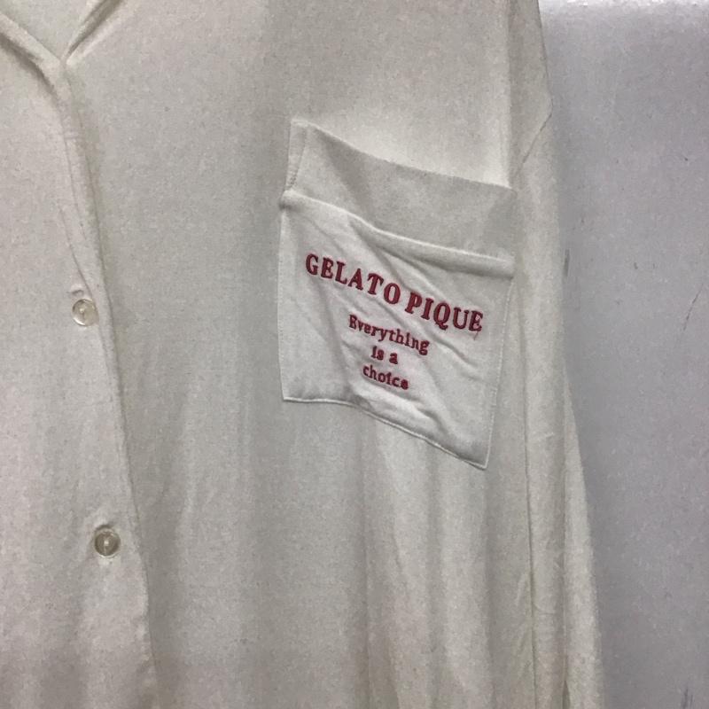 ジェラートピケ gelato pique ナイトウエア、パジャマ ナイトウェア、パジャマ PWC0192348 ルームウェア パジャマ 長袖シャツ 部屋着 FREE ロゴ、文字 白 / ホワイト /  レディース USED 古着 中古 10144979
