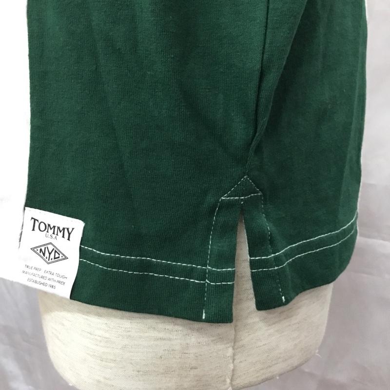 トミー TOMMY ポロシャツ 半袖 L ロゴ、文字 白 / ホワイト / X 緑 / グリーン /  メンズ USED 古着 中古 10112773