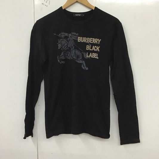 バーバリーブラックレーベル BURBERRY BLACK LABEL カットソー 長袖 長袖カットソー プリントカットソー クルーネック 2 ロゴ、文字 黒 / ブラック /  メンズ USED 古着 中古 10128646