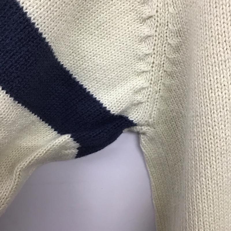 チャップス CHAPS ニット、セーター 長袖 長袖ニットカットソー クルーネック セーター 90s L プリント 白 / ホワイト / X 紺 / ネイビー /  メンズ USED 古着 中古 10142404