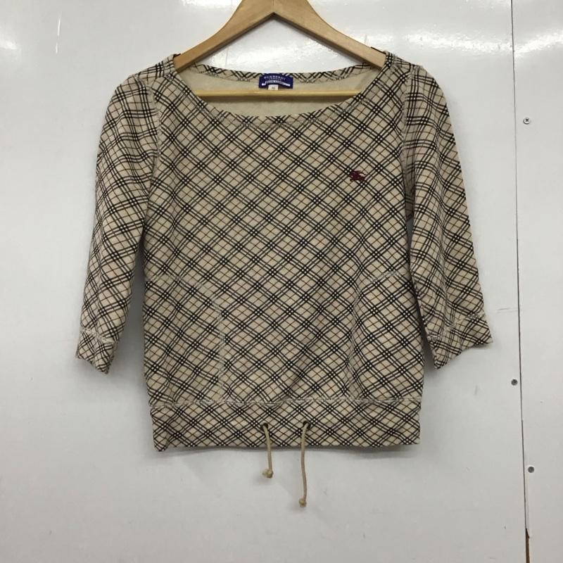 バーバリーブルーレーベル BURBERRY BLUE LABEL カットソー 七分袖 FAF20-657 ノバチェック ポケット付き 38 ワンポイント ベージュ / ベージュ / X 黒 / ブラック / X 赤 / レッド / X 白 / ホワイト /  レディース USED 古着 中古 10150829