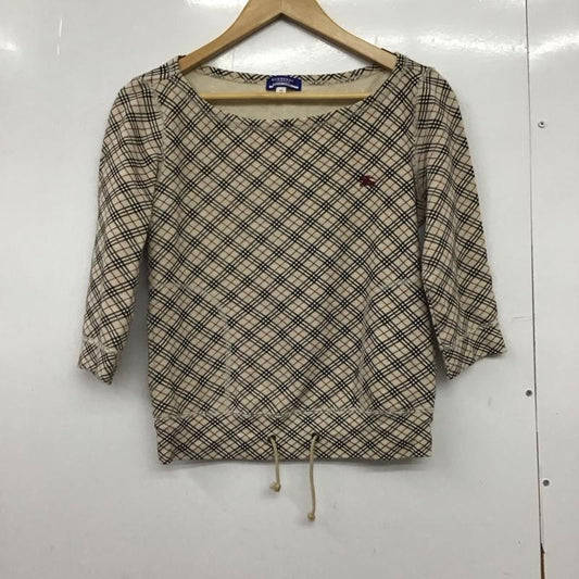 バーバリーブルーレーベル BURBERRY BLUE LABEL カットソー 七分袖 FAF20-657 ノバチェック ポケット付き 38 ワンポイント ベージュ / ベージュ / X 黒 / ブラック / X 赤 / レッド / X 白 / ホワイト /  レディース USED 古着 中古 10150829
