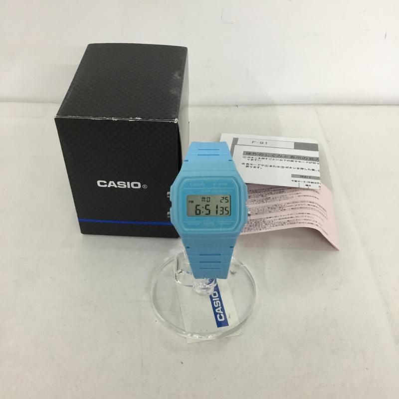カシオ CASIO 腕時計 デジタル F-91WC-2AEF チープカシオ チプカシ 無地 水色 / ライトブルー /  メンズ USED 古着 中古 10144085