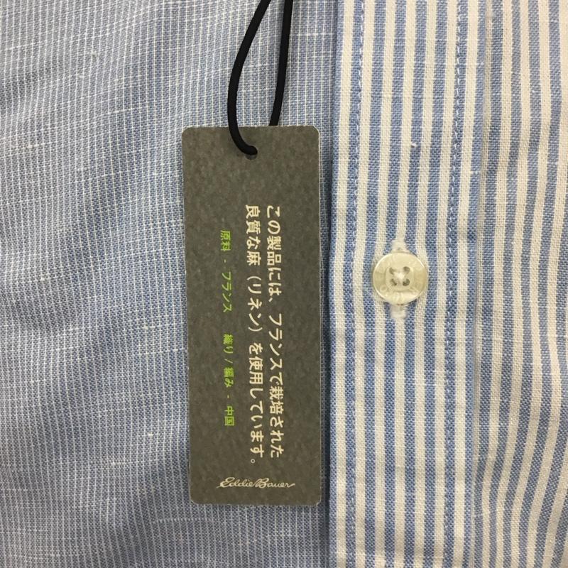 エディーバウアー Eddie Bauer シャツ、ブラウス 半袖 S ストライプ 白 / ホワイト / X 水色 / ライトブルー /  メンズ USED 古着 中古 10111204