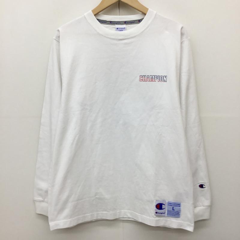 チャンピオン Champion カットソー 長袖 C3-S406 L ロゴ、文字 白 / ホワイト /  メンズ USED 古着 中古 10143639