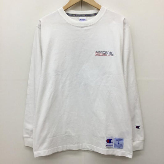 チャンピオン Champion カットソー 長袖 C3-S406 L ロゴ、文字 白 / ホワイト /  メンズ USED 古着 中古 10143639