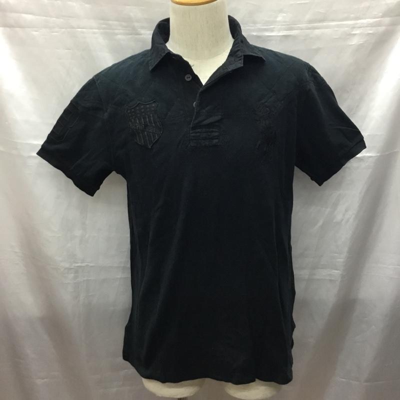 ポロバイラルフローレン Polo by RALPH LAUREN ポロシャツ 半袖 半袖ポロシャツ カラーシャツ 半袖カットソー L ロゴ、文字 黒 / ブラック /  メンズ USED 古着 中古 10115632