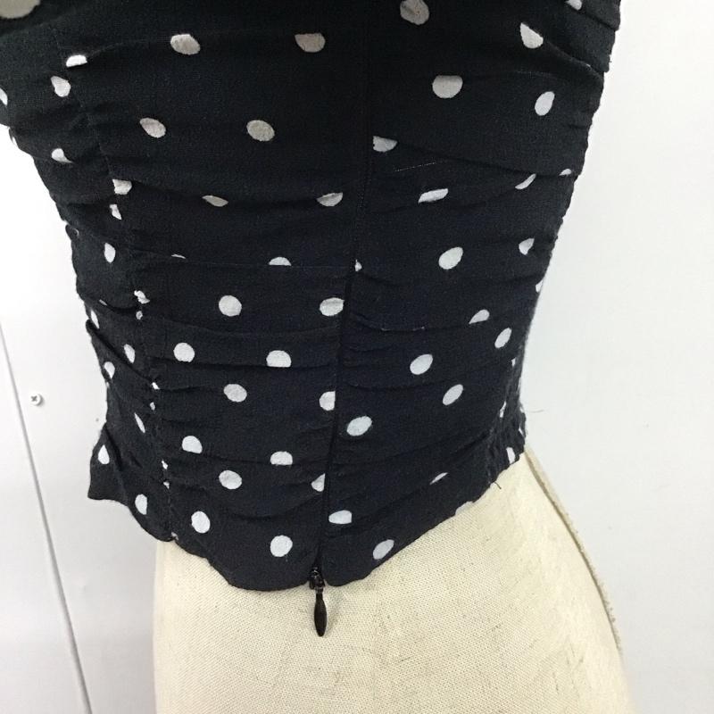 ザラ ZARA カットソー 半袖 スクエアネック クロップド丈 XS ドット 黒 / ブラック / X 白 / ホワイト /  レディース USED 古着 中古 10116698