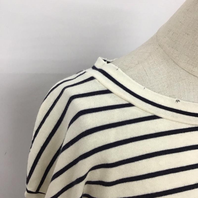 ザラ ZARA Tシャツ 長袖 3253 272 060 ロンT S ボーダー柄 アイボリー / アイボリー / X 紺 / ネイビー /  レディース USED 古着 中古 10118234