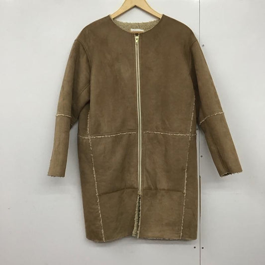 ローリーズファーム LOWRYS FARM コート コート一般 LF717030AD 裏ボア ノーカラー フルジップ M 無地 茶 / ブラウン /  レディース USED 古着 中古 10142253