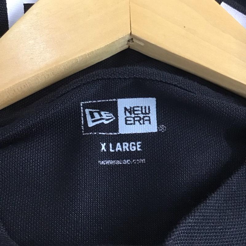 ニューエラ NEW ERA Tシャツ 半袖 半袖カットソー 無地Tシャツ スタンドネックカットソー XL ロゴ、文字 黒 / ブラック /  メンズ USED 古着 中古 10132340