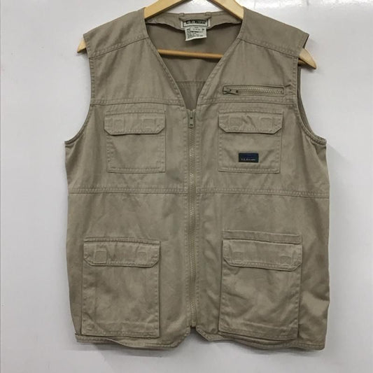 エルエルビーン L.L.Bean ベスト ベスト ジップアップベスト ノースリーブカットソー アウトドア XL ロゴ、文字 ベージュ / ベージュ /  メンズ USED 古着 中古 10136244