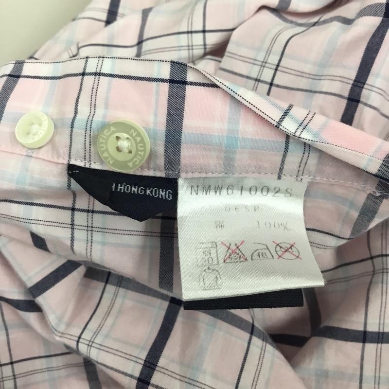 ノーティカ NAUTICA シャツ、ブラウス 半袖 NMW61002S ボタンダウン チェック L ワンポイント 桃 / ピンク / X 白 / ホワイト / X 紺 / ネイビー / X 水色 / ライトブルー /  メンズ USED 古着 中古 10109630