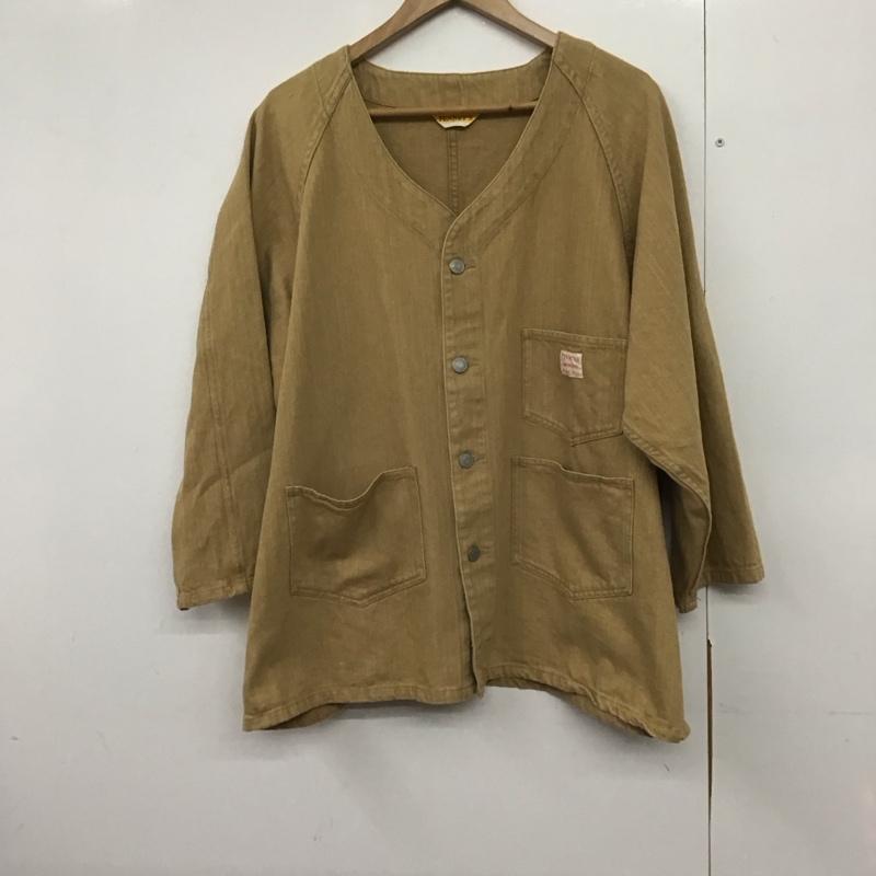 ペニーズ PENNEY S ジャケット、上着 ジャケット、ブレザー カジュアルジャケット アウター ノーカラージャケット ロゴ、文字 ベージュ / ベージュ /  メンズ USED 古着 中古 10142346