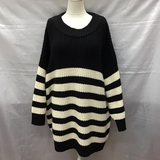 ザラ ZARA ニット、セーター 長袖 6873 105 104 オーバーサイズ S ボーダー柄 黒 / ブラック / X アイボリー / アイボリー /  レディース USED 古着 中古 10118408
