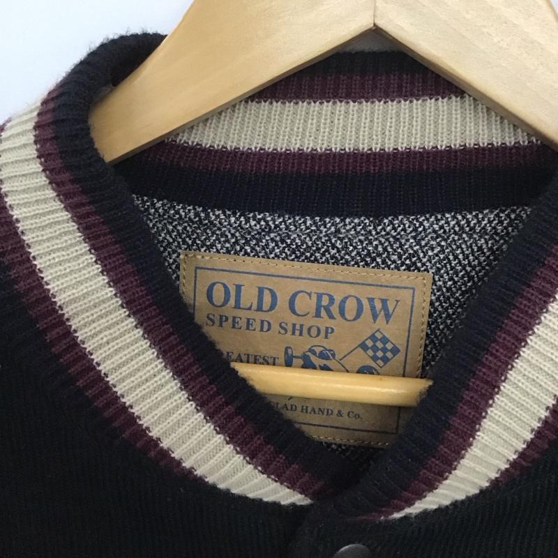 オールドクロウ OLD CROW ジャケット、上着 ジャケット、ブレザー カジュアルジャケット アウター ノーカラージャケット M ロゴ、文字 黒 / ブラック / X 茶 / ブラウン /  メンズ USED 古着 中古 10143362