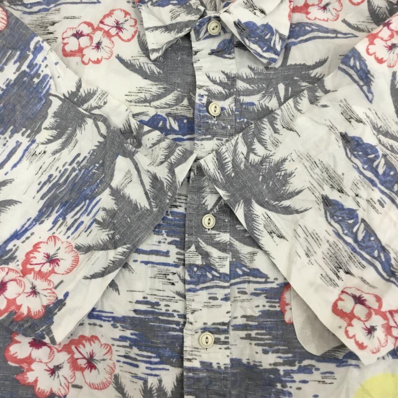 ノーティカ NAUTICA シャツ、ブラウス 半袖 L 総柄 白 / ホワイト / X 灰 / グレー / X 桃 / ピンク / X 青 / ブルー /  メンズ USED 古着 中古 10133526