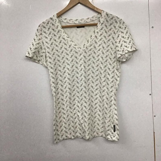 エンポリオアルマーニ EMPORIO ARMANI Tシャツ 半袖 Vネック XL プリント X ロゴ、文字 白 / ホワイト /  レディース USED 古着 中古 10134603