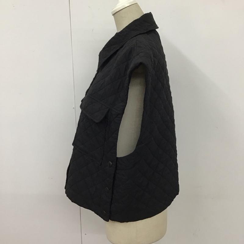 ザラ ZARA ベスト ベスト キルティングベスト ノースリーブカットソー 前ボタン S 無地 黒 / ブラック /  レディース USED 古着 中古 10115742