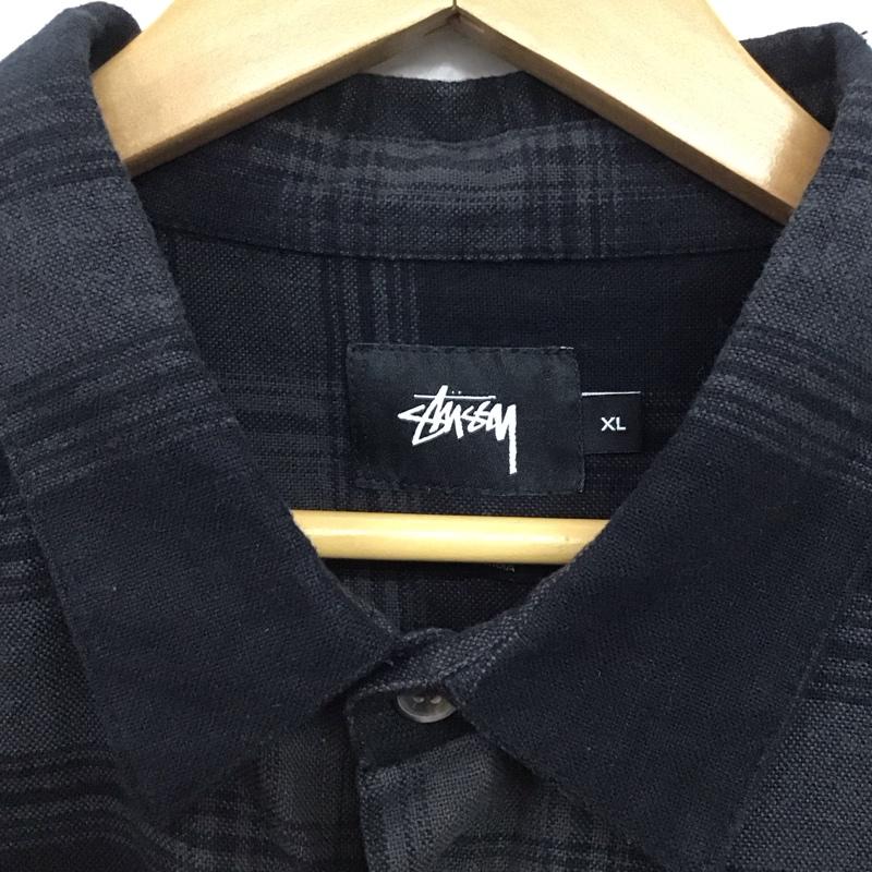 ステューシー STUSSY シャツ、ブラウス 長袖 長袖シャツ チェックシャツ カラーシャツ XL チェック 黒 / ブラック /  メンズ USED 古着 中古 10141680