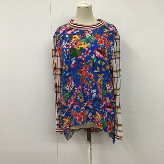 ザラ ZARA カットソー 長袖 M チェック X 花柄 マルチカラー / マルチカラー /  レディース USED 古着 中古 10124898