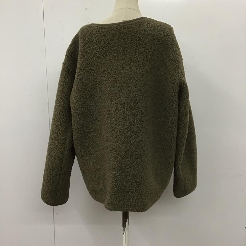 ユニクロ UNIQLO ジャケット、上着 ジャケット、ブレザー 241-429667 ボアフリースクルーネックカーディガン XL 無地 カーキ / カーキ /  レディース USED 古着 中古 10111455
