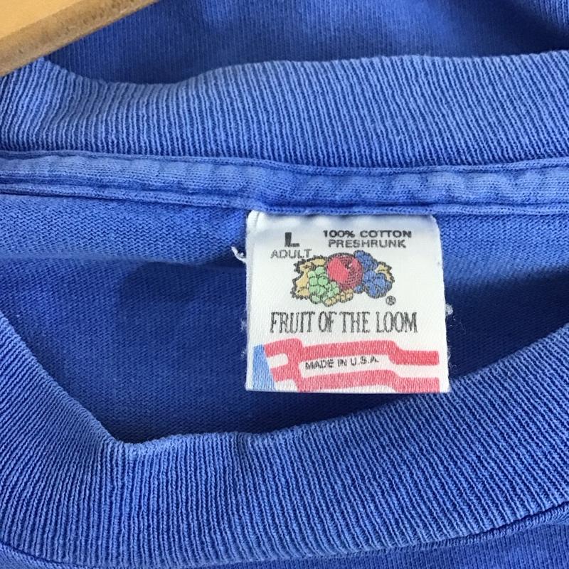 フルーツオブザルーム FRUIT OF THE LOOM Tシャツ 半袖 半袖カットソー プリントTシャツ クルーネックカットソー 80s L ロゴ、文字 青 / ブルー /  メンズ USED 古着 中古 10138161