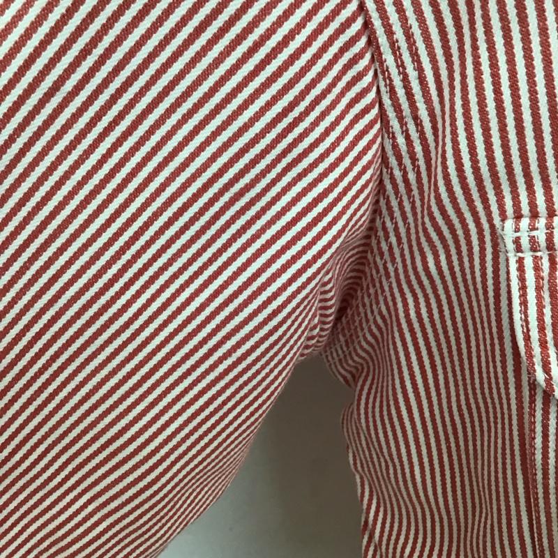 リーバイス Levi s シャツ、ブラウス 長袖 ワークシャツ M ストライプ 白 / ホワイト / X 赤 / レッド /  メンズ USED 古着 中古 10111085