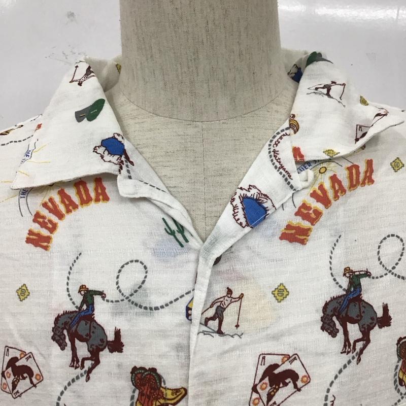 サニースポーツ SUNNY SPORTS シャツ、ブラウス 半袖 半袖シャツ カラーシャツ カジュアルシャツ プリントシャツ XL プリント 白 / ホワイト /  メンズ USED 古着 中古 10111652