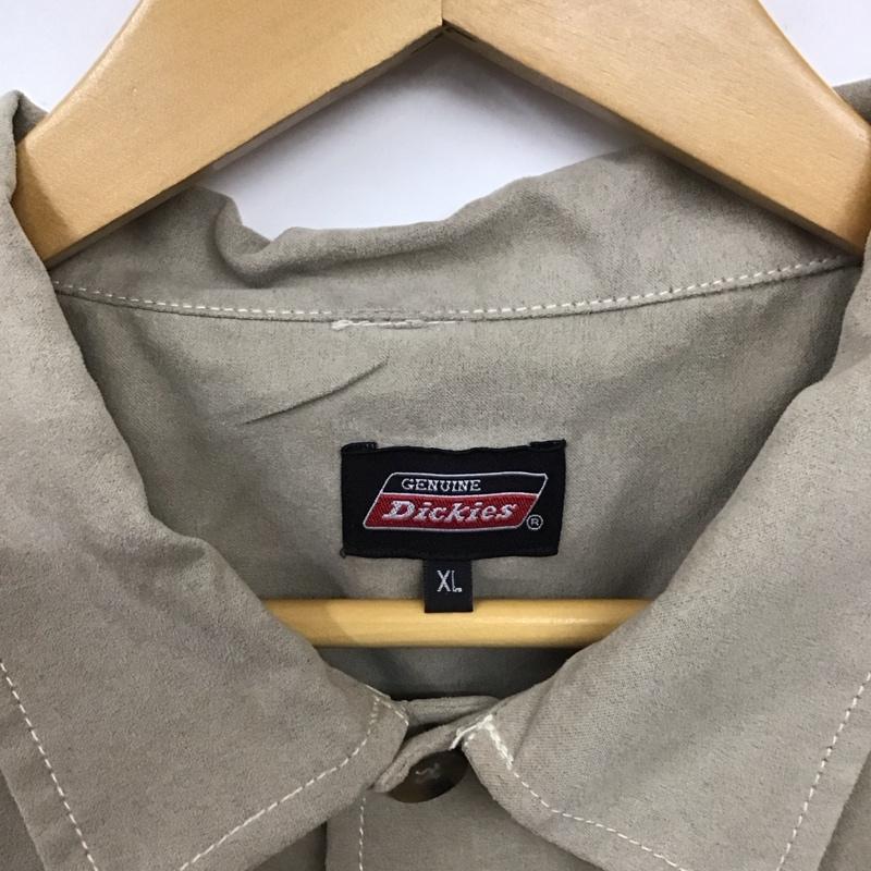ディッキーズ Dickies シャツ、ブラウス 長袖 長袖シャツ 刺繍シャツ カラーシャツ XL ロゴ、文字 ベージュ / ベージュ /  メンズ USED 古着 中古 10130636