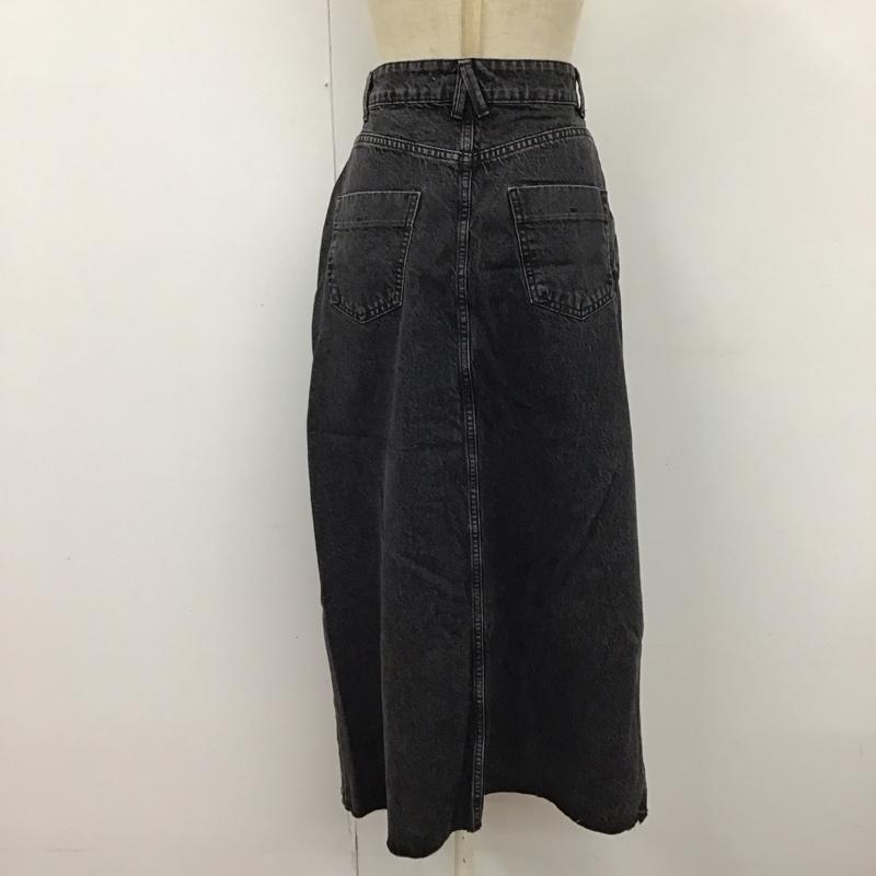 ザラ ZARA スカート ロングスカート 6164 187 800 デニム スリット カットオフ XS 無地 黒 / ブラック /  レディース USED 古着 中古 10120593