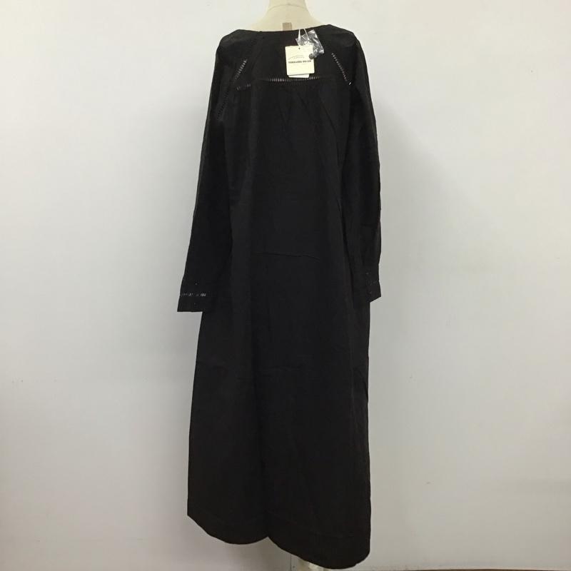 トラッゾドンナ Torrazzo Donna ワンピース ロングスカート 76-3196 Vネック 長袖 コットン タグ付き M 無地 黒 / ブラック /  レディース USED 古着 中古 10123234