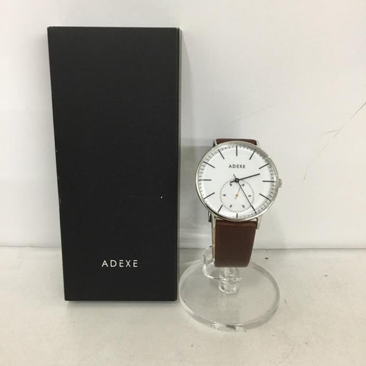 アデクス ADEXE 腕時計 アナログ（クォーツ式） 1868B-03 レザーベルト 箱有 ロゴ、文字 茶 / ブラウン /  メンズ USED 古着 中古 10134935