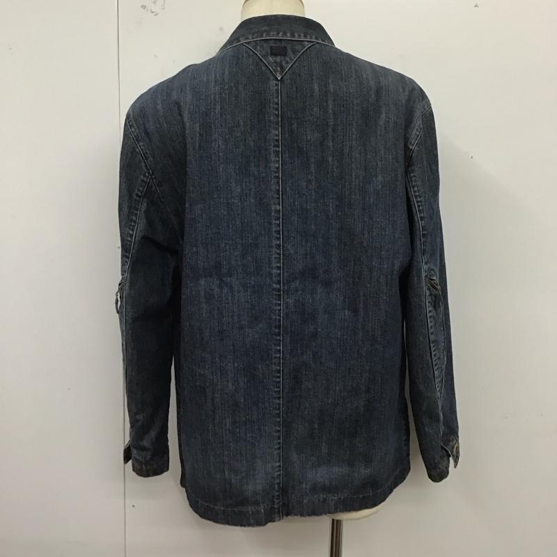 パパス PAPAS ジャケット、上着 ジャケット、ブレザー デニムジャケット カラージャケット 長袖ジャケット ブルゾン L 無地 インディゴ / インディゴ /  メンズ USED 古着 中古 10124694