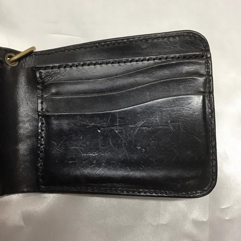 カワタコキンセイ 革蛸謹製 財布 二つ折り レザー ワンポイント 黒 / ブラック /  メンズ USED 古着 中古 10110960
