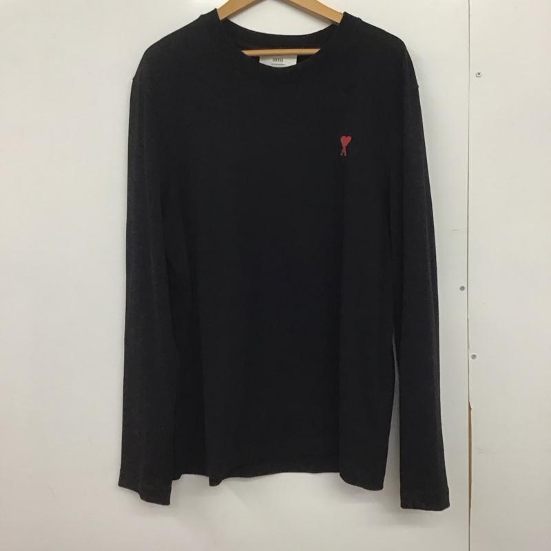アミアレクサンドルマテュッシ AMI Alexandre Mattiussi カットソー 長袖 長袖カットソー プリントカットソー クルーネック XL ロゴ、文字 黒 / ブラック /  メンズ USED 古着 中古 10146770