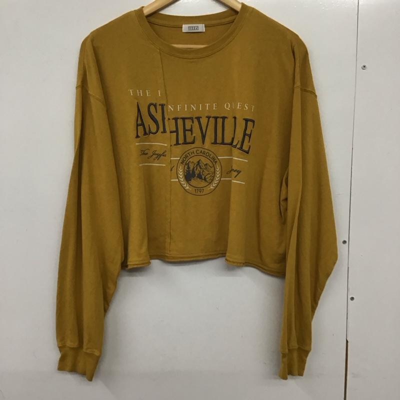 ローリーズファーム LOWRYS FARM Tシャツ 長袖 FREE プリント X 刺繍 マスタード / マスタード /  レディース USED 古着 中古 10133135