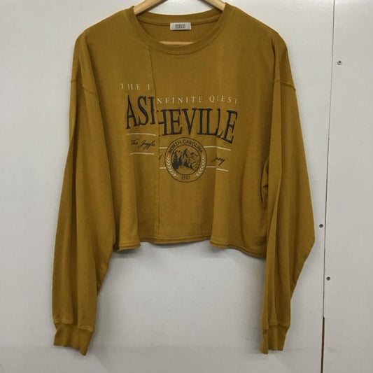 ローリーズファーム LOWRYS FARM Tシャツ 長袖 FREE プリント X 刺繍 マスタード / マスタード /  レディース USED 古着 中古 10133135