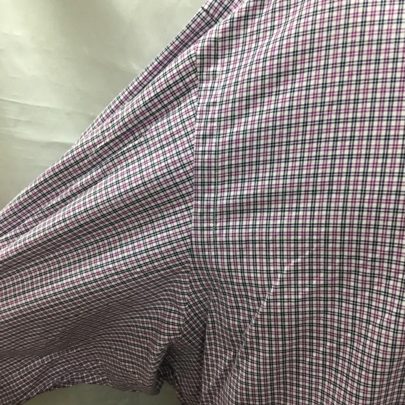 ラルフローレン RALPHLAUREN シャツ、ブラウス 長袖 コットン ボタンダウン チェック ワンポイント 白 / ホワイト / X 紫 / パープル / X 紺 / ネイビー /  メンズ USED 古着 中古 10116097