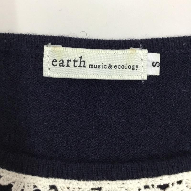 アースミュージックアンドエコロジー earth music&ecology ニット、セーター 長袖 10127CB2241 フラワーレース S  紺 / ネイビー /  レディース USED 古着 中古 10118045