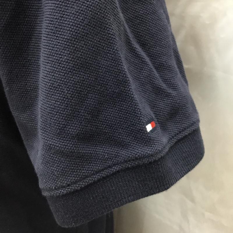トミーヒルフィガー TOMMY HILFIGER ポロシャツ 半袖 L 無地 紺 / ネイビー /  メンズ USED 古着 中古 10112772