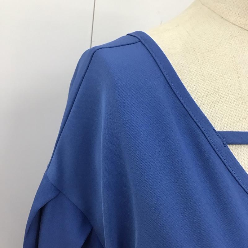 ミエット miette ワンピース ロングスカート XX0539 タックスリーブVネックワンピース FREE 無地 青 / ブルー /  レディース USED 古着 中古 10112946