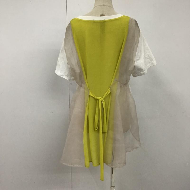ザラ ZARA カットソー 半袖 S 無地 白 / ホワイト / X 黄 / イエロー /  レディース USED 古着 中古 10105890