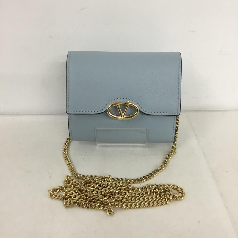 ヴァレンティノ VALENTINO 財布 コンパクト財布 ミニ財布 ショルダー 2WAY ワンポイント 水色 / ライトブルー /  レディース USED 古着 中古 10142113