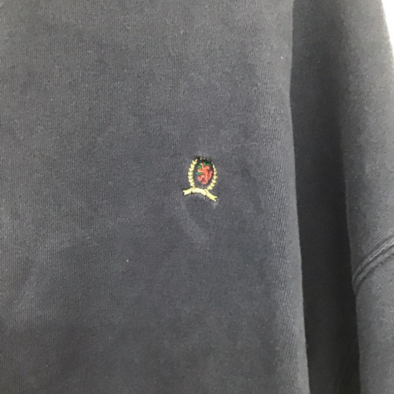 トミーヒルフィガー TOMMY HILFIGER トレーナー 長袖 長袖トレーナー スウェット クルーネック プルオーバー XXL ロゴ、文字 紺 / ネイビー /  メンズ USED 古着 中古 10141900