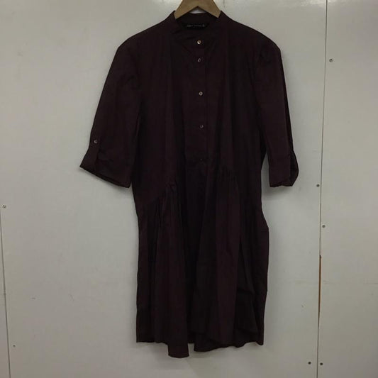 ザラ ZARA ワンピース ひざ丈スカート L 無地 紫 / パープル /  レディース USED 古着 中古 10139540