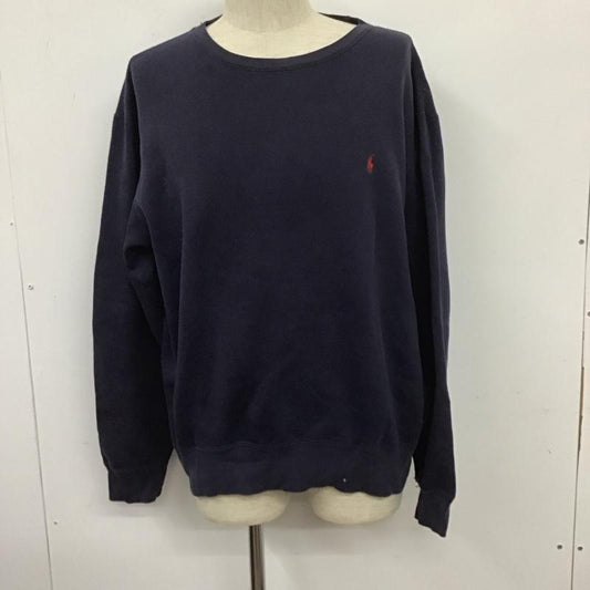 ポロバイラルフローレン Polo by RALPH LAUREN トレーナー 長袖 長袖トレーナー スウェット クルーネック リブスウェットカットソー L ロゴ、文字 紺 / ネイビー /  メンズ USED 古着 中古 10106985